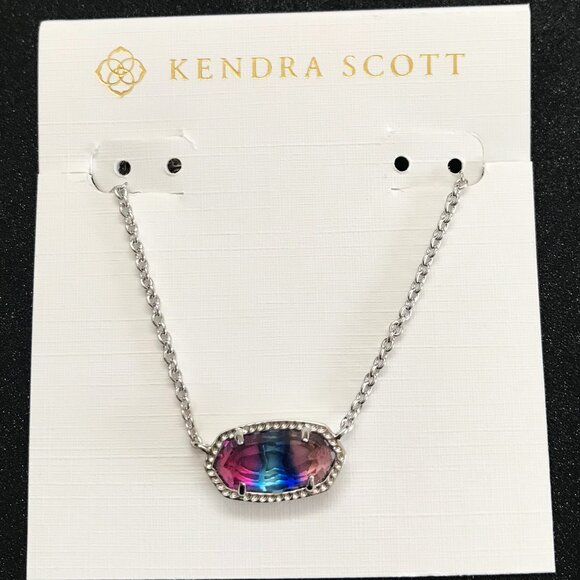 Kendra Scott Elisa Silver Short Necklace in Watercolor Illusion - Picture 1 of 1